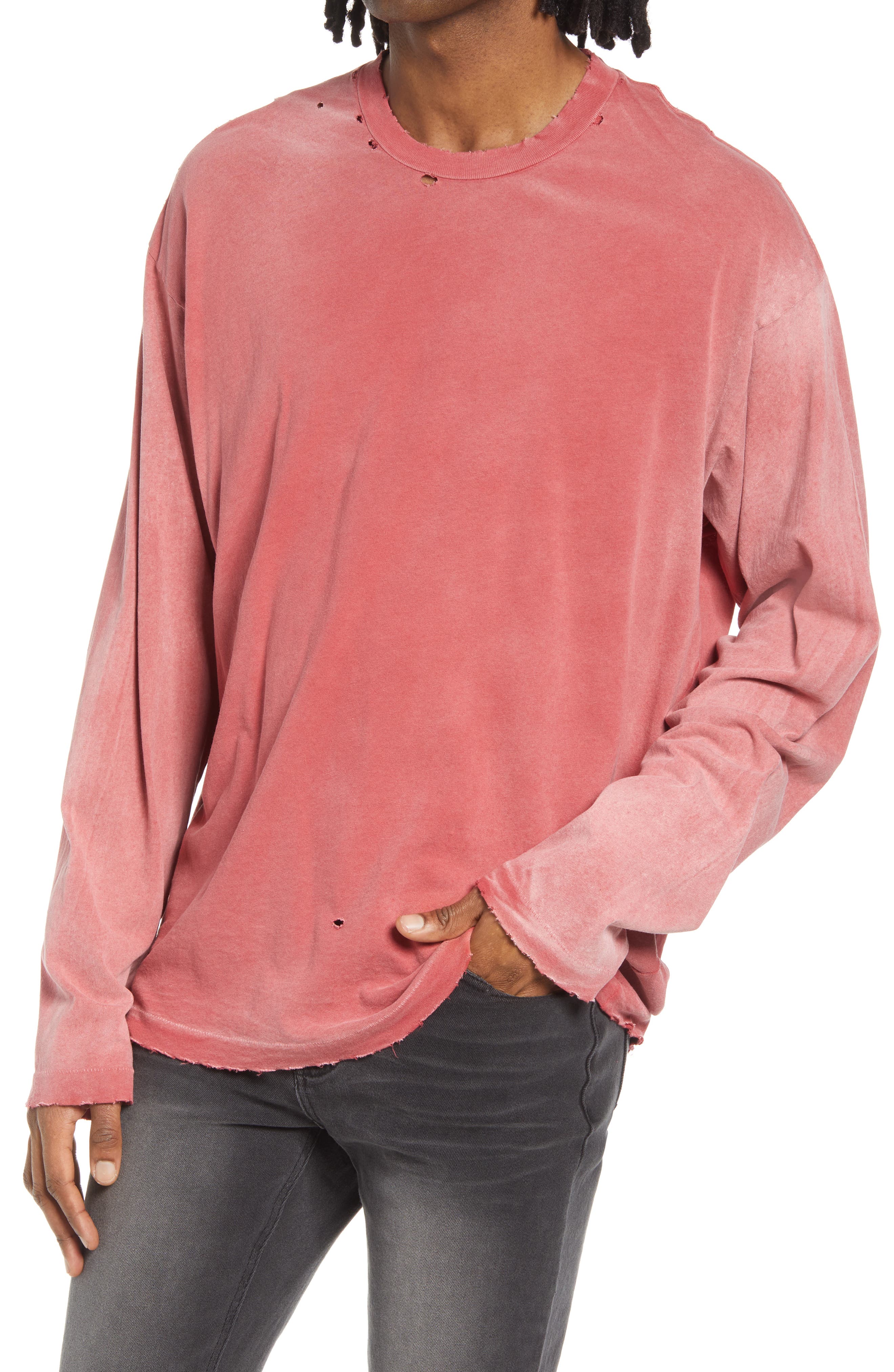 distressed long sleeve t shirt