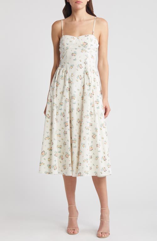 Floral Print Bustier Sleeveless Maxi Dress in Ivory Ditsy