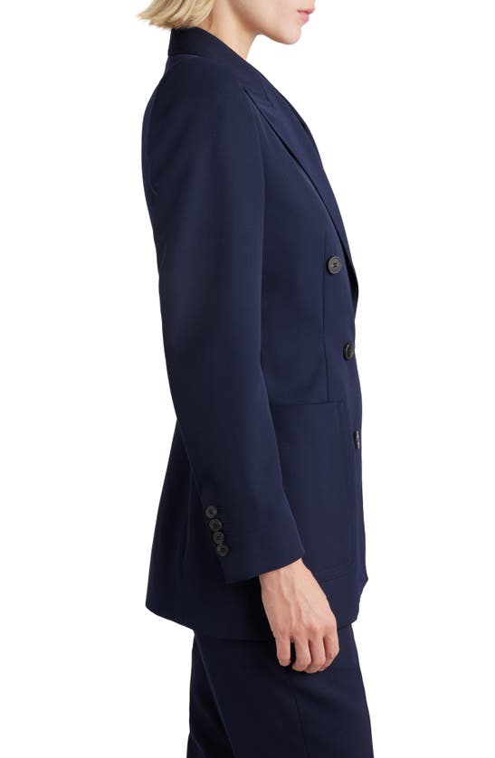 Shop Dries Van Noten Double Breasted Gabardine Blazer In Navy