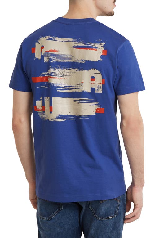 Shop G-star Painted Back Organic Cotton Graphic T-shirt In Radar Blue