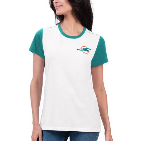 Women's G-III 4Her by Carl Banks Aqua Miami Dolphins Post Season V-Neck  T-Shirt