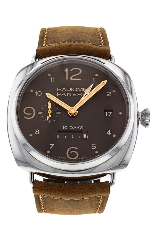 Watchfinder & Co. Panerai Preowned Radiomir Automatic Leather Strap Watch, 47mm in Brown at Nordstrom