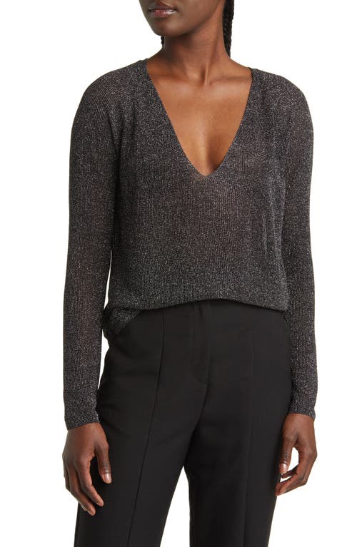 MANGO Kling Jersey V-Neck Sweater Black at Nordstrom,