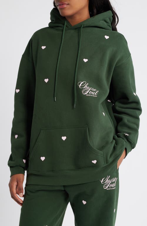 Shop The Mayfair Group Chose Soul Heart Print Graphic Sweatshirt In Dark Green