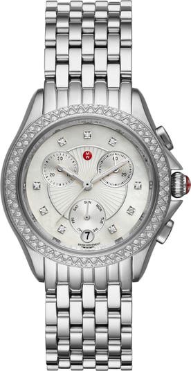 MICHELE Women s Belmore Diamond Accent Bracelet Watch 37mm 0.38