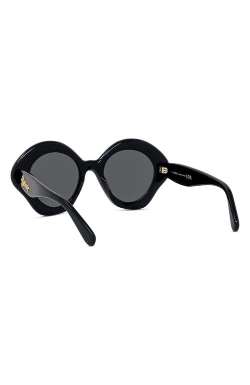 Shop Loewe Curvy 49mm Small Geometric Sunglasses In Shiny Black/smoke