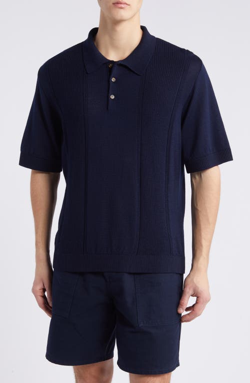 Astern Oversize Wool Blend Polo Sweater in Navy