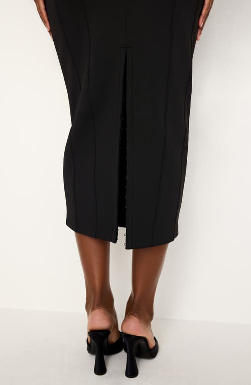 Shop Good American Reversible Neoprene Pencil Midi Skirt In Black001