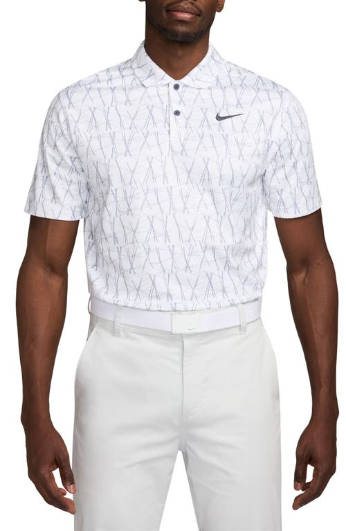 Shop Nike Victory Print Dri-fit Golf Polo In White/light Carbon