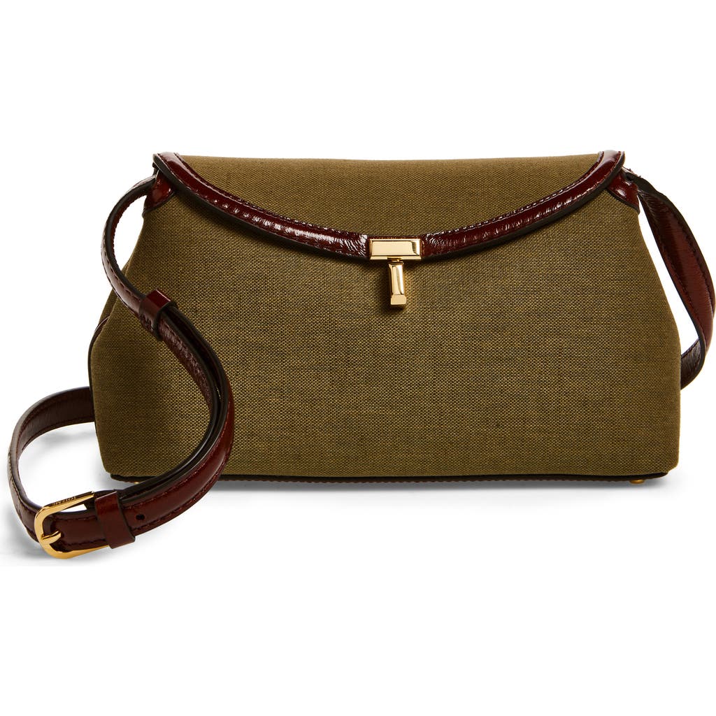 Totême Toteme T-lock Canvas Top Handle Bag In Khaki Green