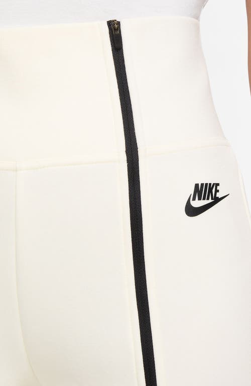 Nike Sportswear Tech Fleece High Waist Slim Zip Pants In Pale Ivory/black