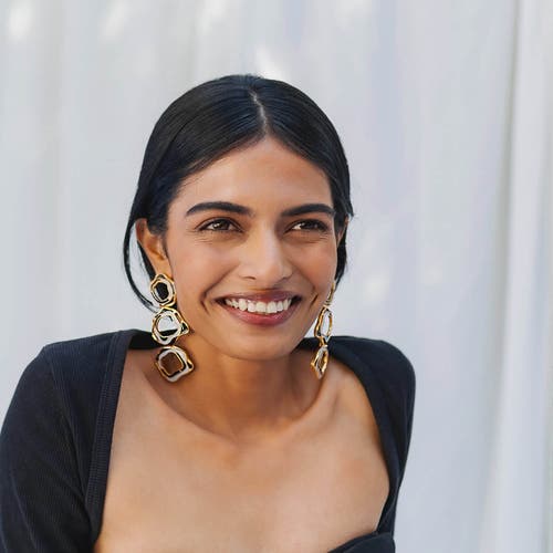 Dhwani Bhansal Aqua Earrings In Gold Plated