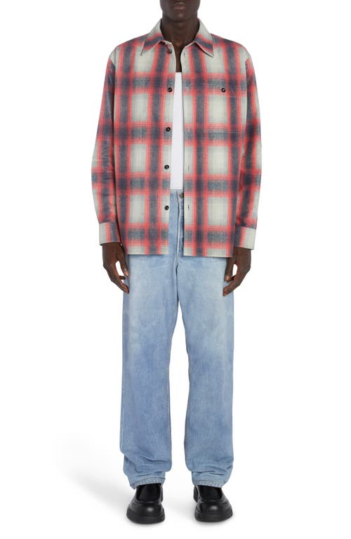 Bottega Veneta Checked Nubuck Shirt In Grey/red/black