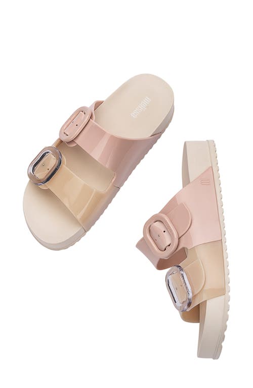 Melissa Cozy Buckle Slide Sandal In Beige/pink
