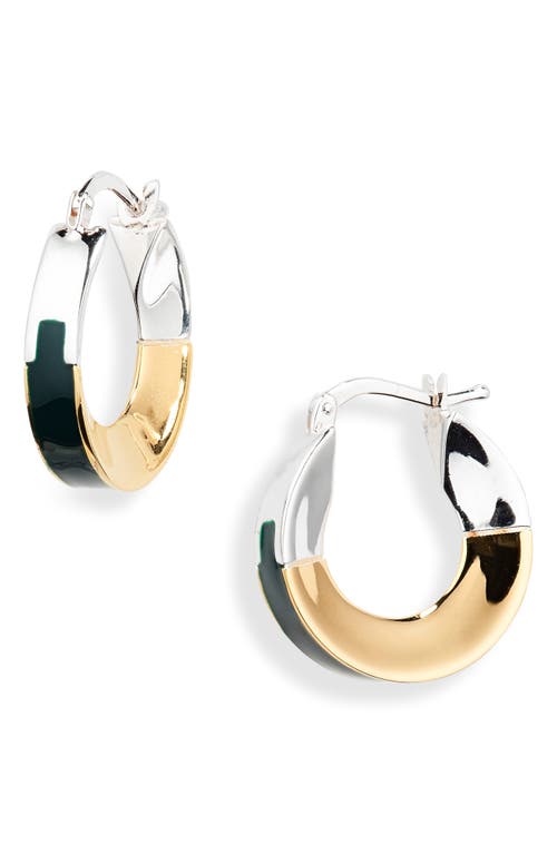 Bottega Veneta Mini Two-Tone Hoop Earrings in 3350 Dark Green at Nordstrom