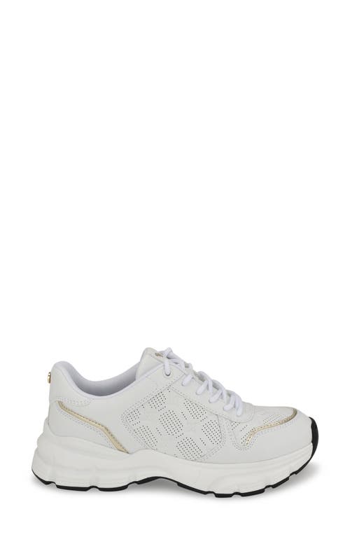 Nine West Women's Bask Round Toe Lace-up Casual Sneakers In White/white/platino