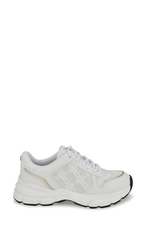 Shop Nine West Bask Sport Sneaker In White/white/platino