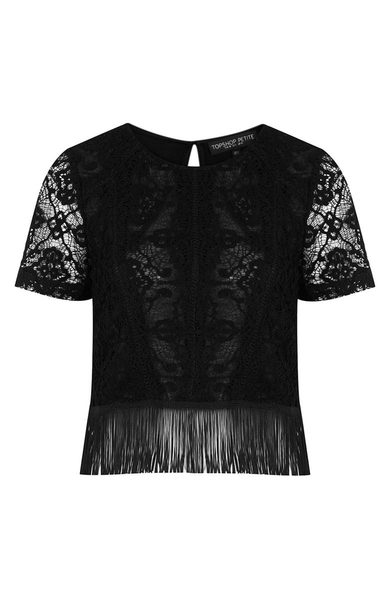 Topshop Fringed Lace Top (Petite) | Nordstrom