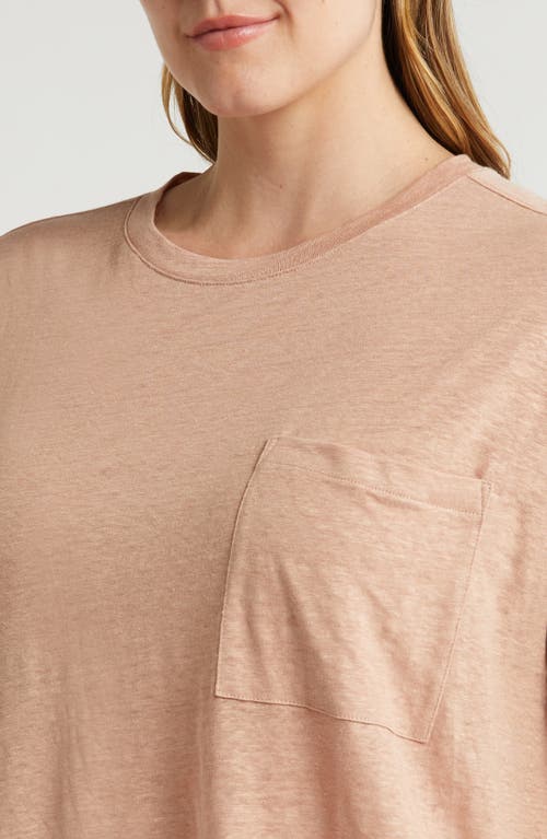 Shop Nordstrom Boxy Linen Pocket T-shirt In Beige Tuscany