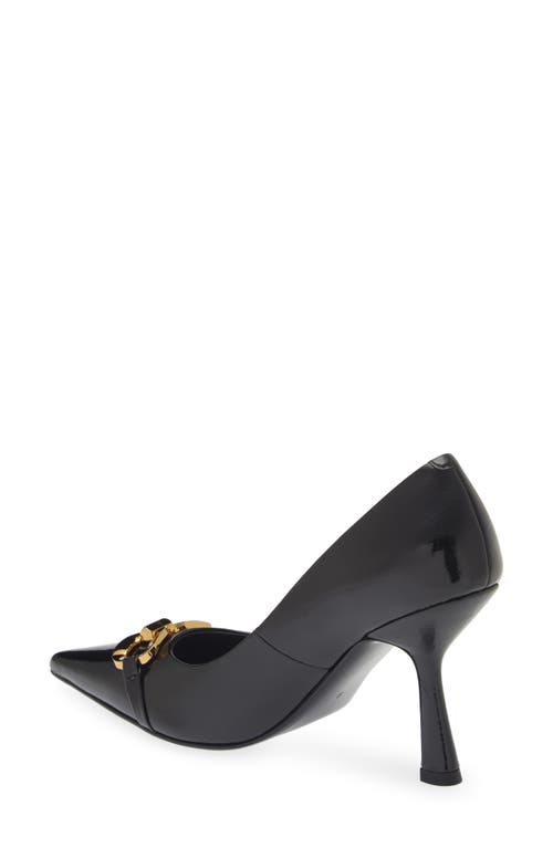 Shop Jeffrey Campbell Authority Pointed Toe Pump In Black Crinkle Patent/gold