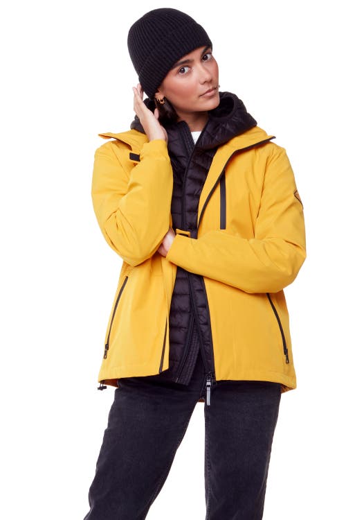 Alpine North Carmacks Unisex (recycled) Midweight Rain Shell Jacket In Mustard