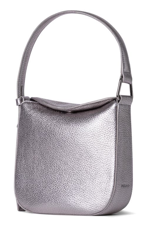 Shop Akris Mini Anna Leather Hobo Bag In Grey Metallic