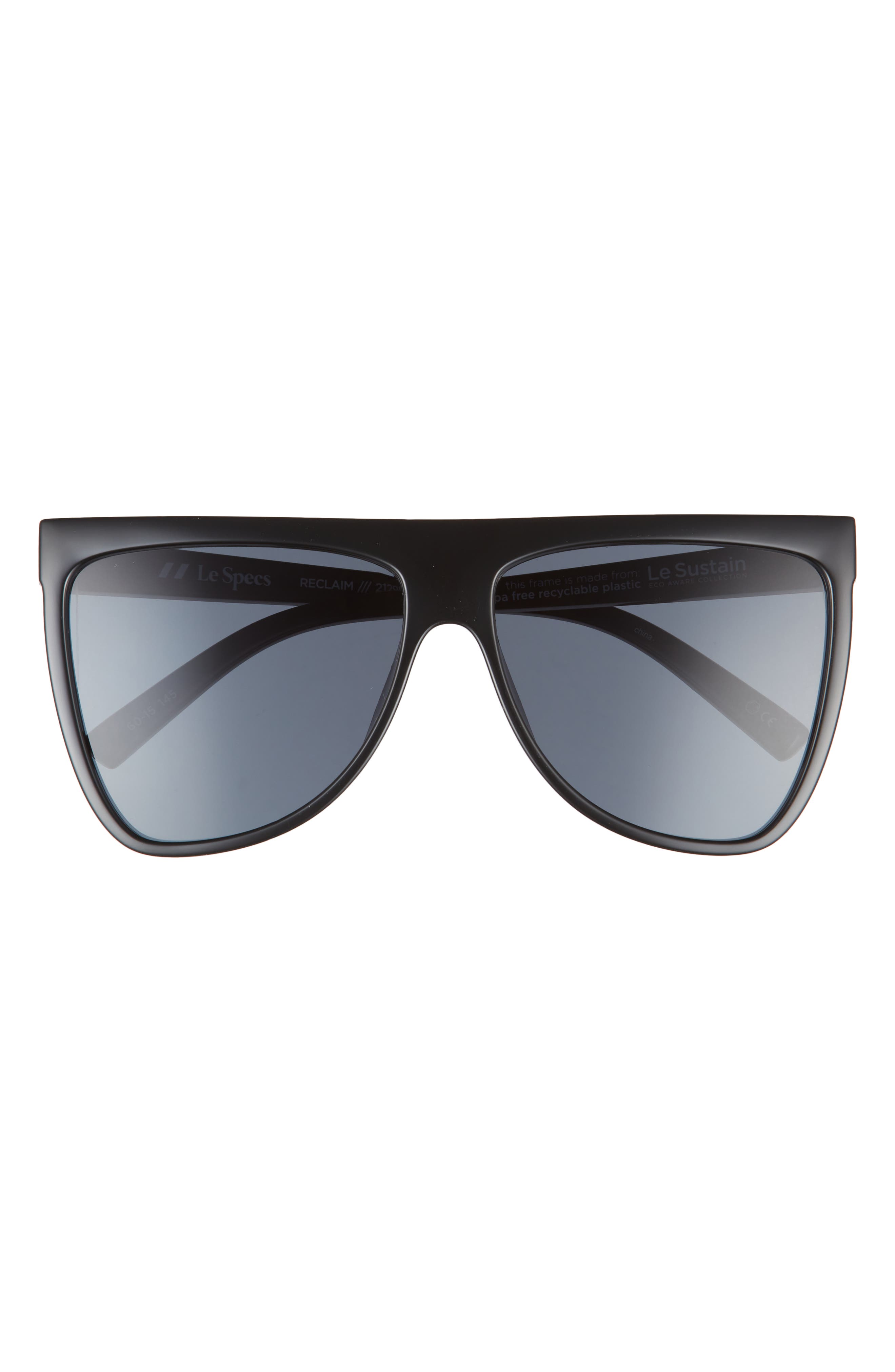 Le Specs Reclaim 60mm Flat Top Sunglasses in Black/Smoke Mono at Nordstrom