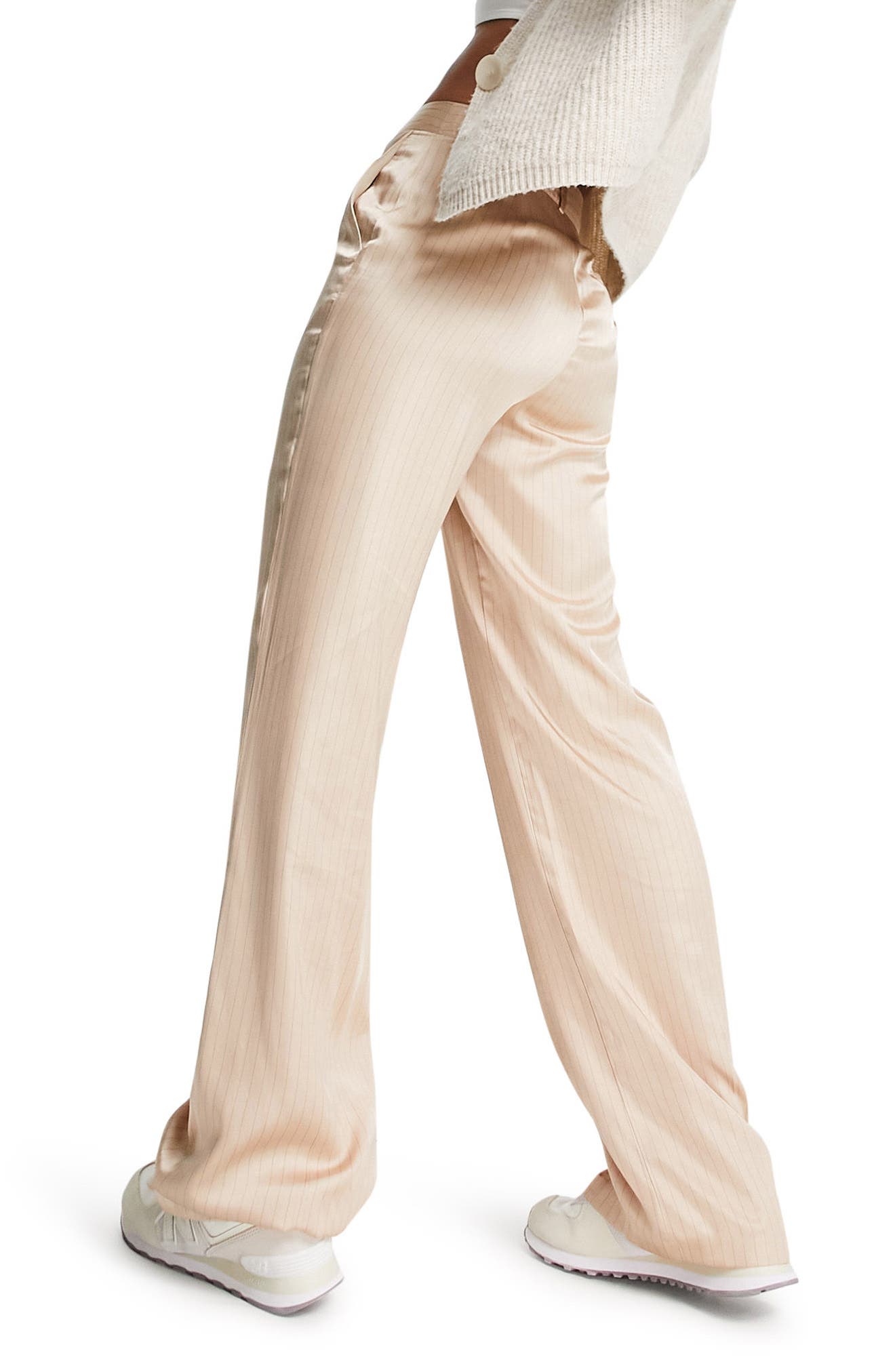 Topshop Pinstripe Satin Wide Leg 