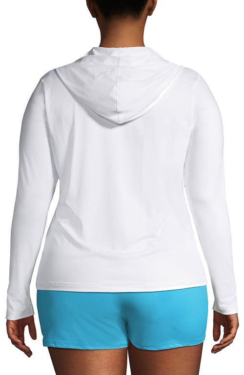 Lands' End Long Sleeve Hooded Full Zip Upf 50 Rash Guard In White