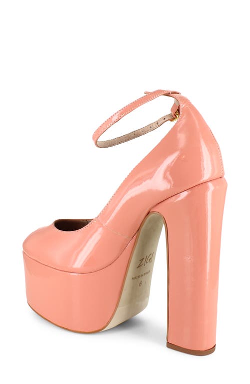 Zigi Nikole Ankle Strap Platform Pump In Sand Patent