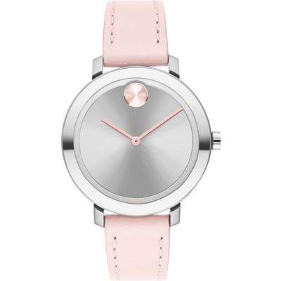 Movado Bold Leather Strap Watch,