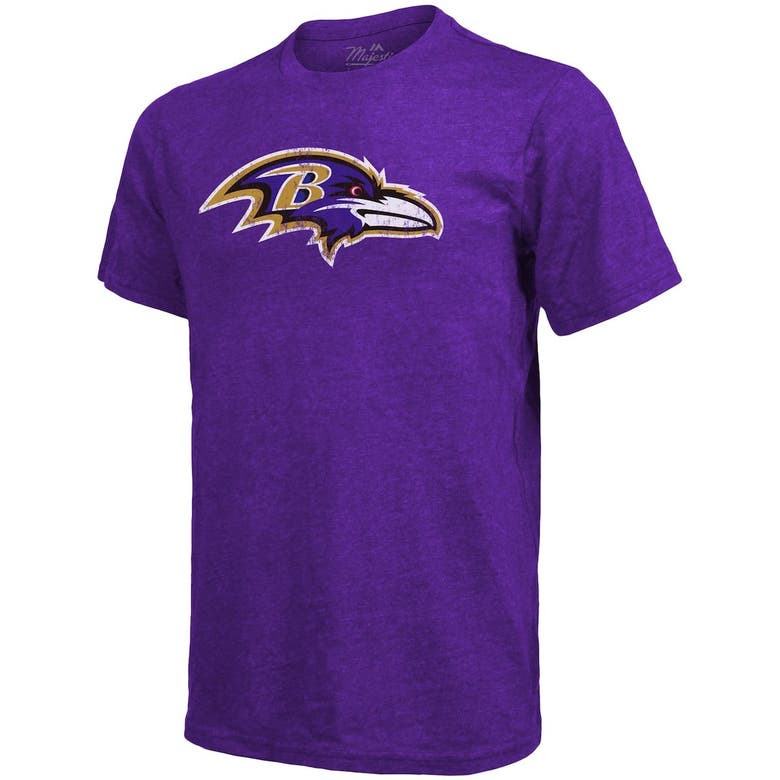 Women's Majestic Threads Lamar Jackson Purple Baltimore Ravens Tri-Blend  Name & Number T-Shirt 