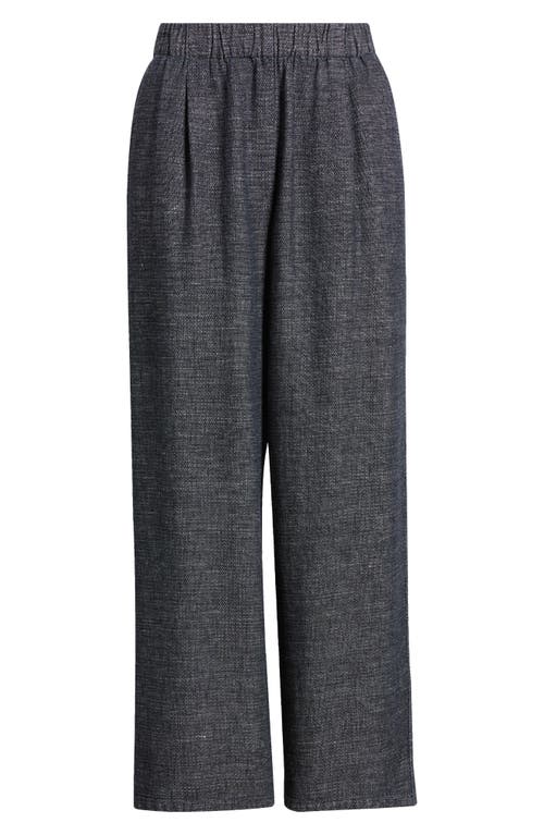 Shop Eileen Fisher Pleated Hemp & Organic Cotton Straight Leg Ankle Pants In Denim