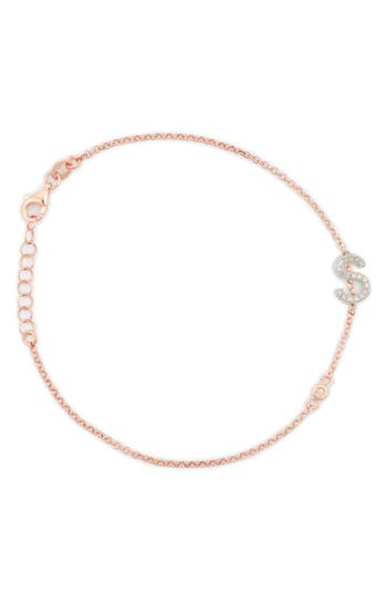 Meshmerise Diamond Initial Bezel Bracelet In Rose-s
