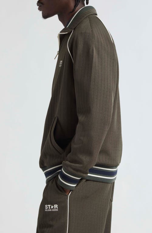 Golden Goose Star Track Jacket In Military Green/papyrus
