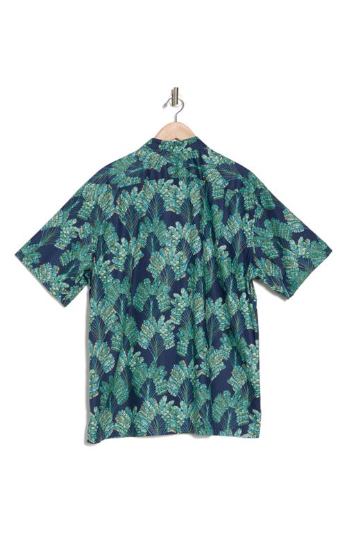 Shop Tori Richard Tied Together Tropical Print Short Sleeve Button-up Shirt In Elec.blue