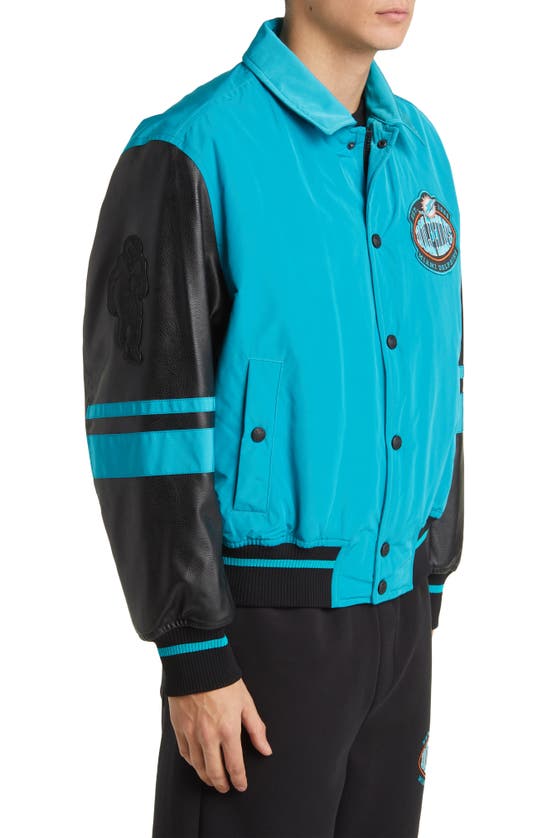 Shop Hugo Boss Boss X Nfl Cutback Water Repellent Bomber Jacket In Miami Dolphins Open Green