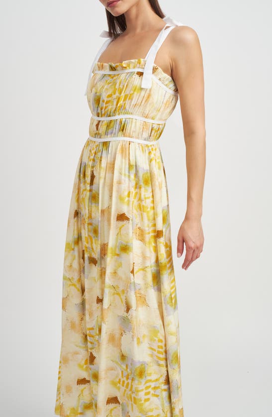 En Saison Torrey Midi Dress In Yellow Combo