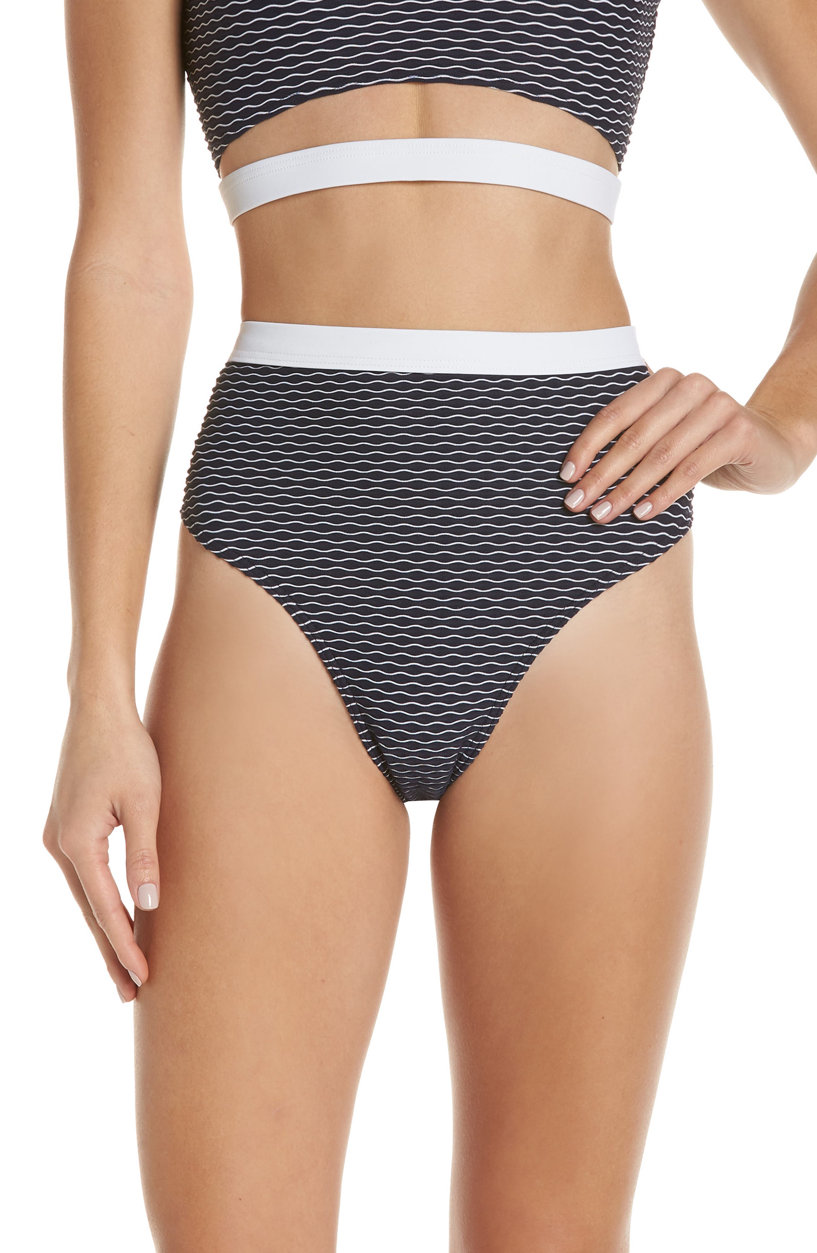 Chromat Drew High Waist Bikini Bottoms, Blue