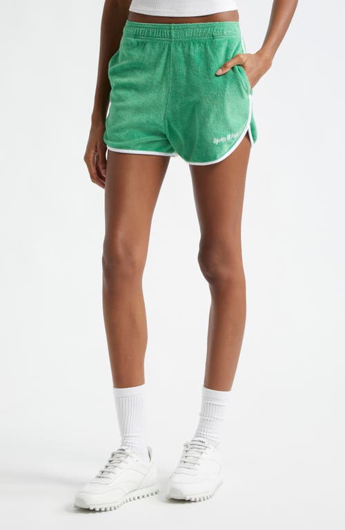 Sporty And Rich Sporty & Rich Italic Logo Cotton Terry Shorts In Verde