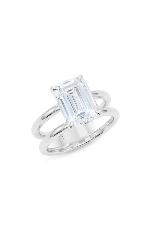 Lab Created Emerald Cut Diamond Ring in 18K White Gold