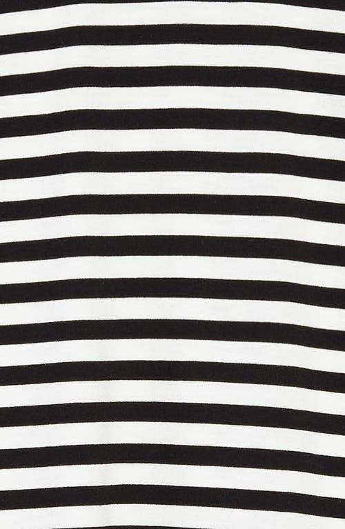 Shop Truly Me Stripe Ruffle Sleeve Dress In Black/white