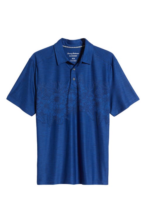 Shop Tommy Bahama Palm Coast Hibiscus Border Recycled Polyester Polo In Kingdom Blue