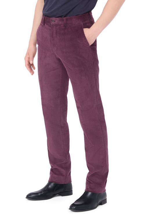 Bugatchi Slim Straight Leg Comfort Stretch Corduroy Pants in Cabernet 