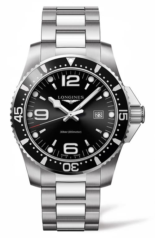 Shop Longines Hydroconquest Bracelet Watch, 44mm In Silver/black/silver