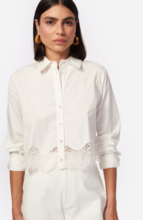 Shop Cami Nyc Sora Lace Trim Button-up Shirt In White