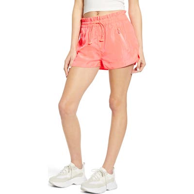 Blanknyc Paperbag Waist Nylon Shorts, Pink