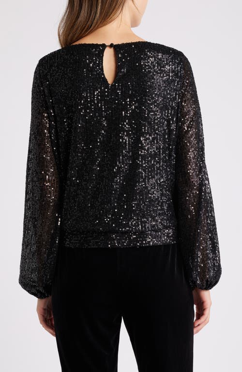 Shop Tahari Asl Sequin Bow Hem Top In Black