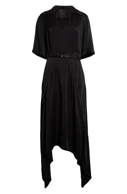 Shop Givenchy Voyou Belted Satin Midi Dress In Black