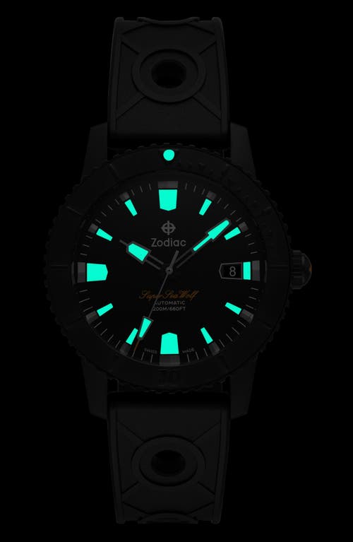 ZODIAC ZODIAC COMPRESSION DIVER AUTOMATIC RUBBER STRAP WATCH, 40MM